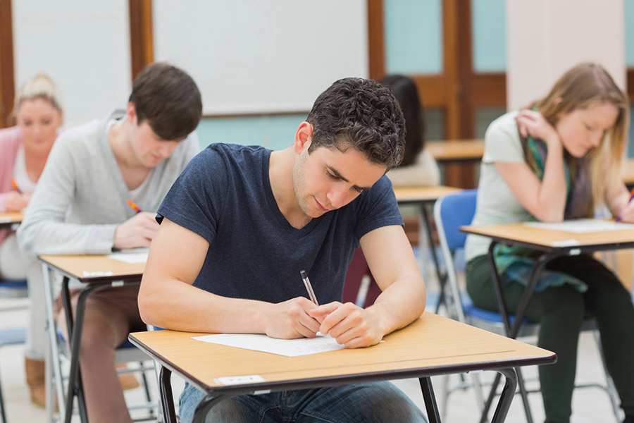 Students taking a test in a classroom in Phoenix